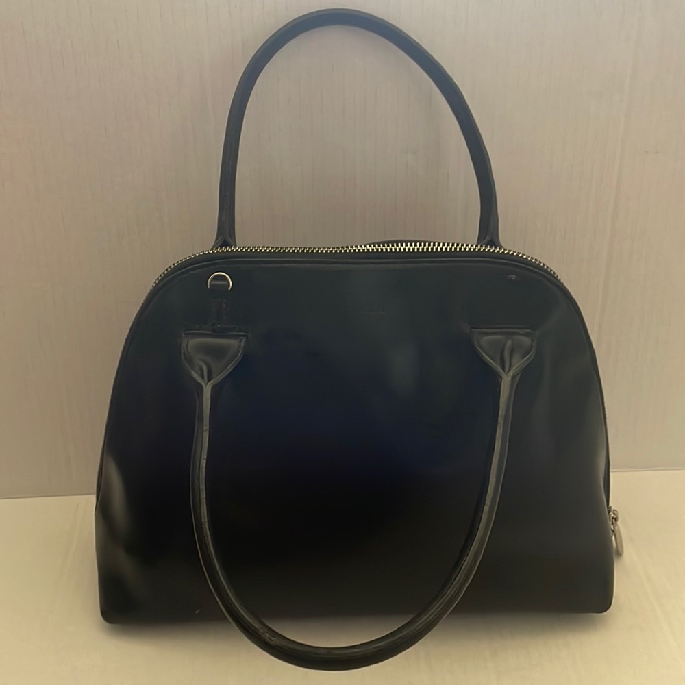 Furla black leather bag two way, pre  owned